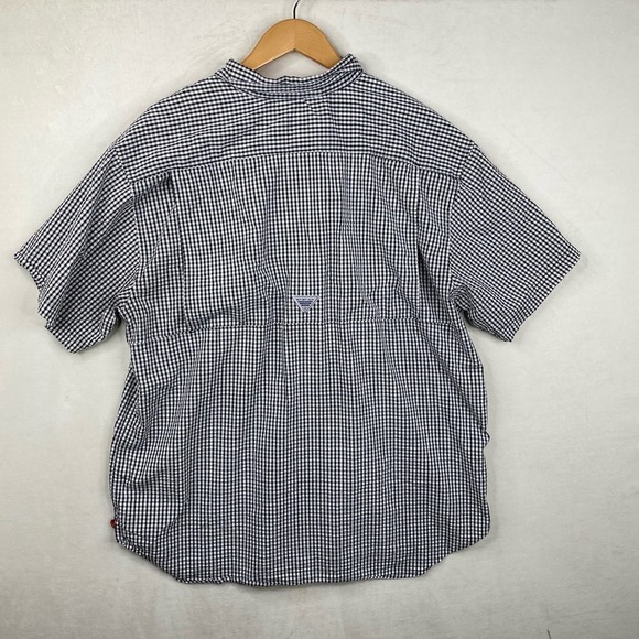 Columbia PFG Clemson Tiger Black White Gingham Print Short Sleeve Shirt Size XL - Picture 3 of 7